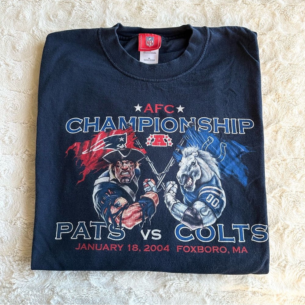 Vintage New England Patriots Shirt Tee Mens XL 2004 AFC Championship NFL Colts